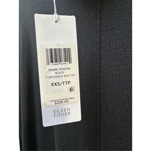 Eileen Fisher Italian Yarn NWT women’s black turtleneck box top size XXS #44-172 - Picture 6 of 6